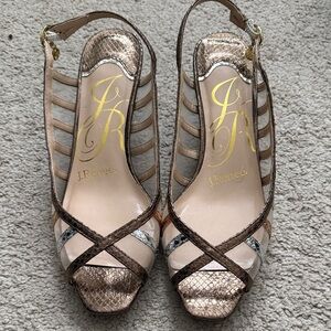 J.Renee Bronze and Silver Strappy Heels